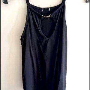 Black tank top with gold neck loop